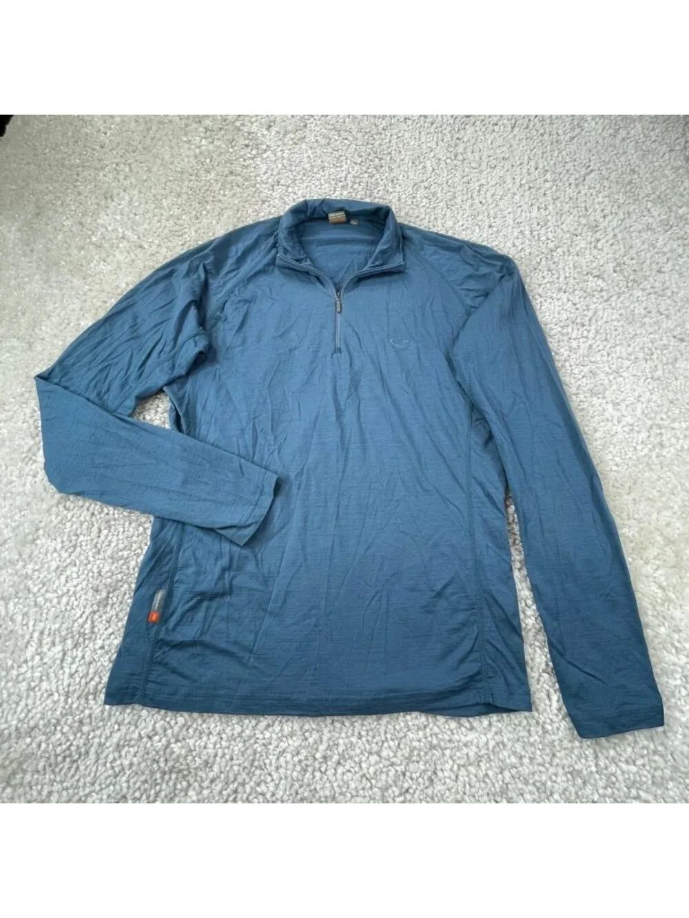 Icebreaker Bodyfit 200 Merino Wool 1/4 Zip Baselayer Top Blue Womens Large